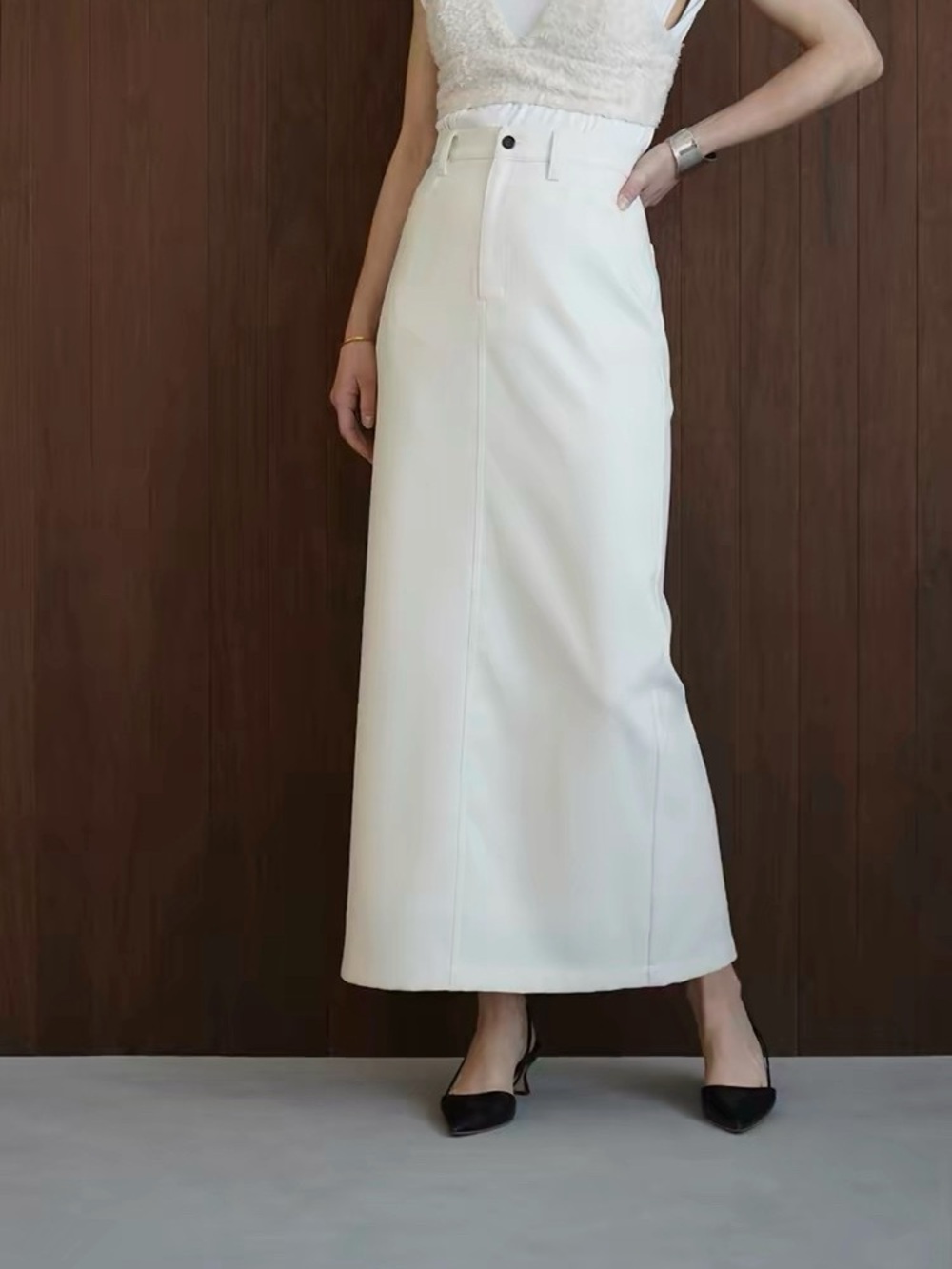 NWOT Clane Classic White High-Waist Maxi Skirt